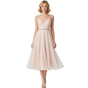 NEW Nicole Miller Sweetheart Midi Fit & Flare Dress Size 6 Ballet Pink Party